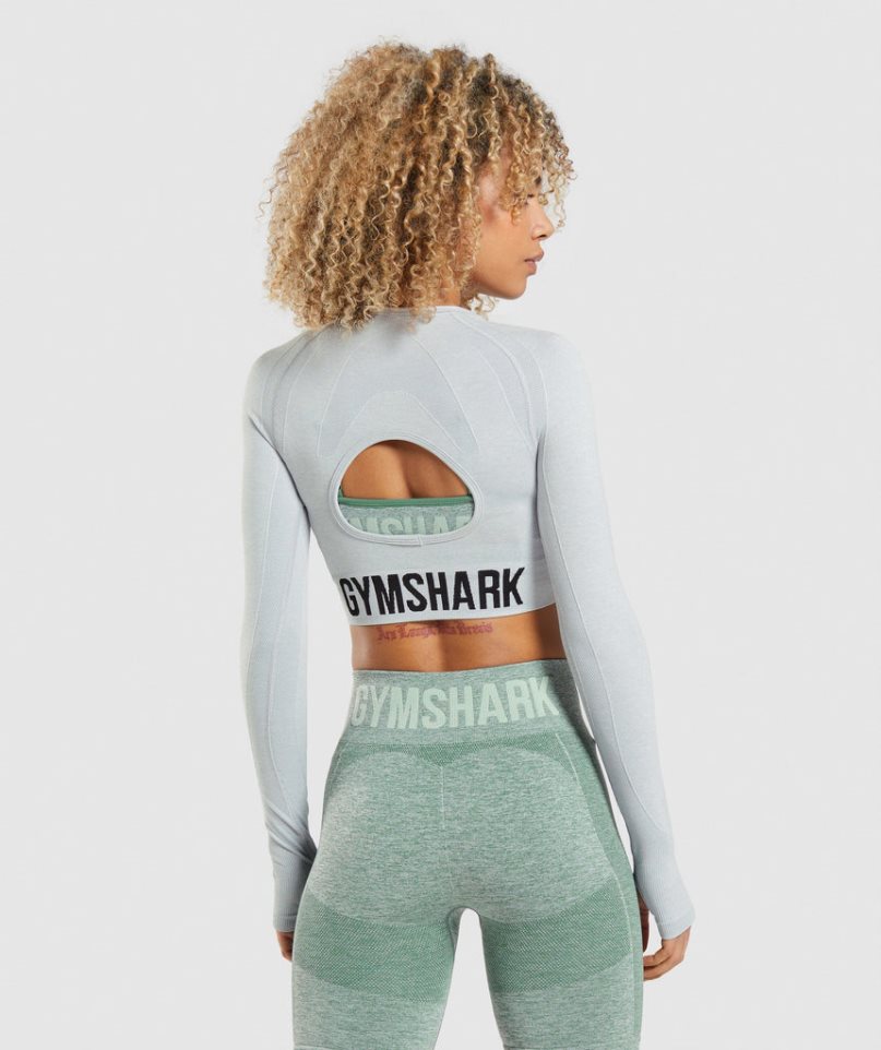 Przycięte Topy Gymshark Flex Sports Long Sleeve Damskie Głęboka Szare | PL 817XVQ